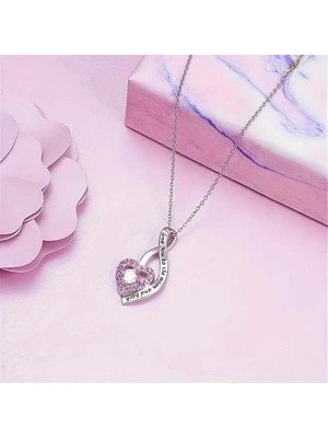 ShellWetr Rhinestone Kalp Kolye | “seni Seviyorum” Yazılı | 925 Ayar Gümüş | Aşk Dolu Anlamlı Hediye