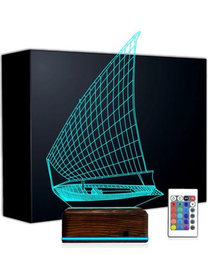 Luvivia Yelkenli Gemi Kaptan 3D Lamba - Masa Gece Lambası