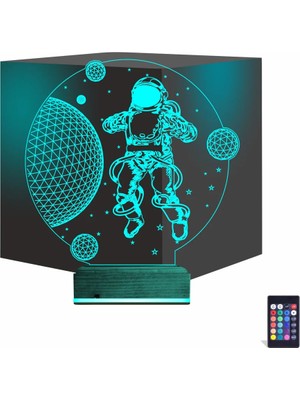 Luvivia Astronot Gezegen 3D Lamba - Masa Gece Lambası