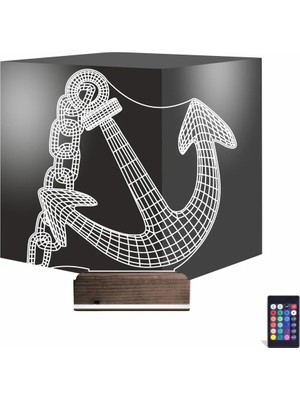 Luvivia Denizci Çapa Kaptan 3D Lamba - Masa Gece Lambası