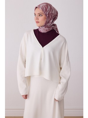 Belli Fresh Yaprak Desen Gül Kurusu Pudra Paulista Eşarp 14 - 29