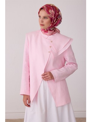 Belli Pembe Çiçek Deseni %100 Twill Ipek Eşarp 4416-54