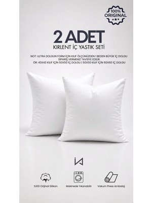 İz Home 2 Adet Premium Ultra Dolgun Kare Kırlent Iç Yastık | Orijinal Silikon Dolgu | Koltuk Köşe Yastık | Vakum Ambalajlı | Yıkanabilir
