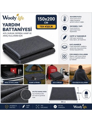 Wooly Life Tek Kişilik Battaniye 150X200 Yardım Battaniyesi Çok Amaçlı Kamp Piknik