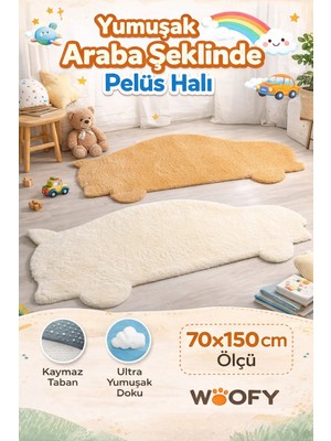 Wooly Life Peluş Halı Araba Desen 70X150 Paspas Çocuk Odası