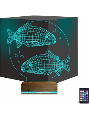 Luvivia Balık Fanus 3D Lamba - Masa Gece Lambası