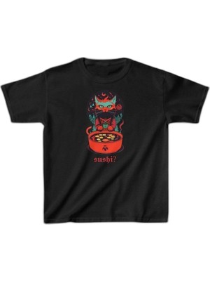 Zamerya Unisex Çocuk Baskılı T-Shirt - Siyah