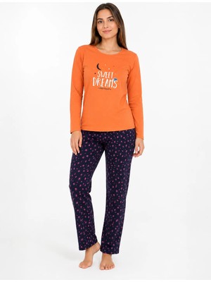 Fames Kadın Mevsimlik Sweet Dreams Turuncu Pijama Takımı