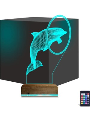 Luvivia Yunus Balığı Çember 3D Lamba - Masa Gece Lambası