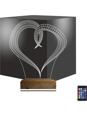 Luvivia Kalp Sevgiliye Hediye 3D Lamba - Masa Gece Lambası