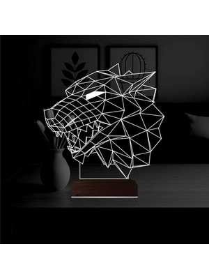 Luvivia Kurt Başı 3D Lamba - Masa Gece Lambası