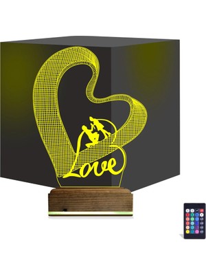Luvivia Kalp Love Sevgiliye Hediye 3D Lamba - Masa Gece Lambası