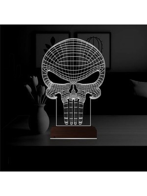 Luvivia Kuru Kafa Punisher 3D Lamba - Masa Gece Lambası