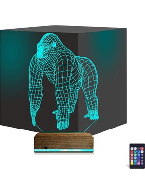 Luvivia Goril Gorilla 3D Lamba - Masa Gece Lambası