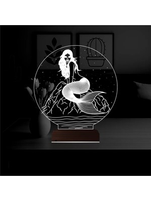 Luvivia Deniz Kızı Mermaid 3D Lamba - Masa Gece Lambası
