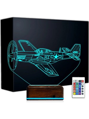 Luvivia Uçak Pilot Savaş Uçağı 3D Lamba - Masa Gece Lambası