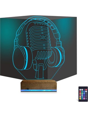 Luvivia Dj Müzik Mikrofon Kulaklık 3D Lamba - Masa Gece Lambası