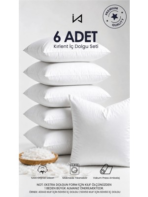 İz Home 6 Adet Premium Ultra Dolgun Kare Kırlent Iç Yastık Seti | Orijinal Silikon Dolgu | Koltuk Köşe Yastık | Vakum Ambalajlı | Yıkanabilir