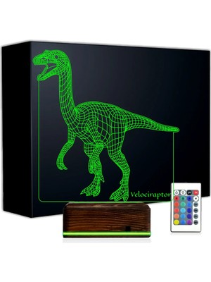 Luvivia Dinozor Velociraptor 3D Lamba - Masa Gece Lambası