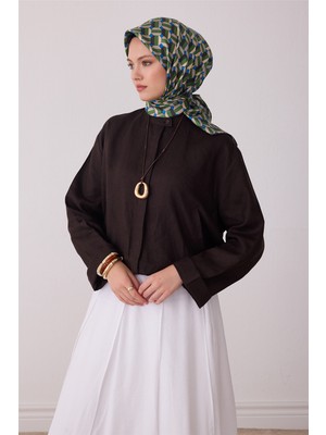 Belli Çok Renkli Geometrik Desen %100 Twill Ipek Eşarp 4407-84