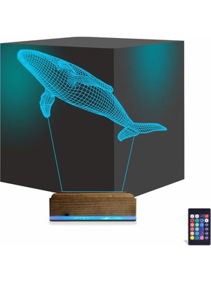 Luvivia Balina 3D Lamba - Masa Gece Lambası