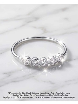 Begonia Accessories 925  Ayar Gümüş Zirkon Taşlı Unisex Hızma Küpe Çivi Halka Minimal Şık Modern Tasarım 178-21