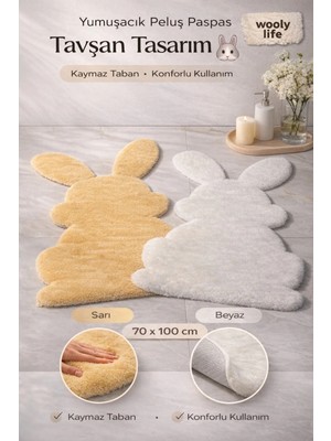 Wooly Life Peluş Halı Tavşan Desen 70X100 Paspas Çocuk Odası