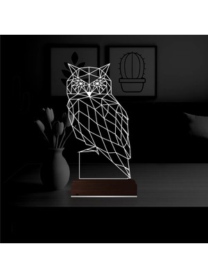 Luvivia Baykuş Polygonal 3D Lamba - Masa Gece Lambası