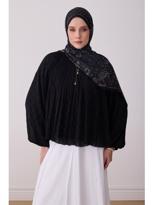 Belli Fresh Yaprak Desen Siyah Vual Şal 3806 - 37