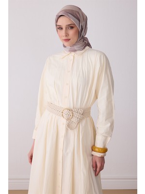 Belli Fresh Yaprak Desen Vizon Paulista Eşarp 3486 - 02