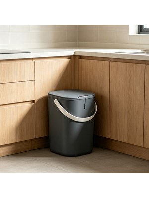 Norrheim Alvea 20 Litre Gelişmiş Ir Sensörlü & Şarj Edilebilir & Deri Taşıma Askılı - Ipx5 Suya ve Toza Dayanıklı - Iskandinav Modern Tasarım Çöp Kovası - Gece Grisi