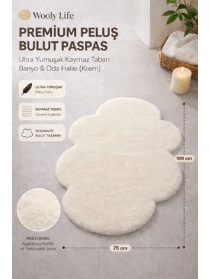 Wooly Life Peluş Halı Bulut Desen 75X100 Paspas Çocuk Odası