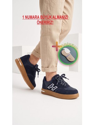 Prokids Unisex Cırtlı ve Bağcıklı Sneaker H Model - Günlük Rahat Taban Spor Ayakkabı + Çorap Hediye