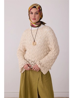 Belli Haki Çiçek Deseni %100 Twill Ipek Eşarp 4410-51