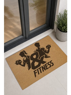 Reflexa Kapı Önü Halı Paspas "fitness" Yazılı Sporcu Kadın ve Erkek Desenli 60 x 40