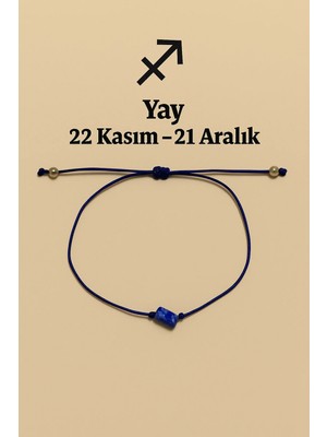 Femenino Yay Burcu Gerçek Doğal Lapis Lazuli Taşlı Şans Bilekliği - Özel Kutulu