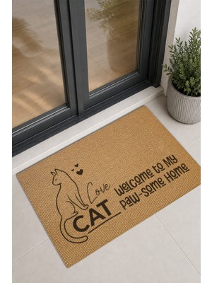 Reflexa Kapı Önü Halı Paspas "welcome To My Paw-Some Home" Yazılı Kedi Desenli 60 x 40