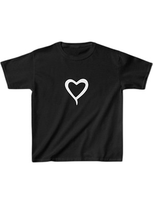 Zamerya Çocuk Kız Baskılı T-Shirt - Siyah