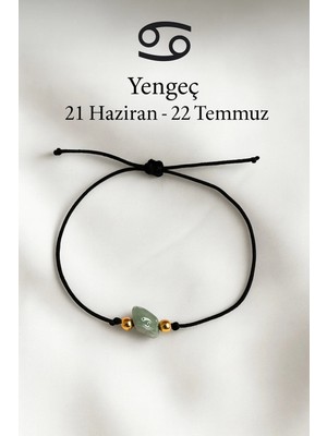 Femenino Yengeç Burcu Gerçek Doğal Aventurin Taşlı Şans Bilekliği - Özel Kutulu