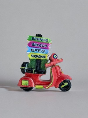 Mundy Şirince & Selçuk & Efes  Kuşadası Temalı Polyester Magnet Kırmızı Motor