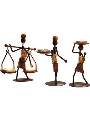3'lü Mumluk Setleri, Yaratıcı Afrikalı Kabile Kadın Mumluk Orta Parçalar Afrikalı Kadınlar Için Demir Şamdan Tutucu Ev/bar Yemek Masası Dekoru Için, Kişiselleştirilebilir Stil Raf Dekoru