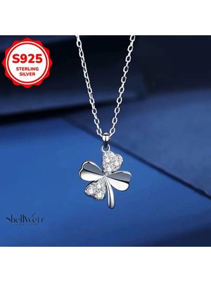 ShellWetr Wishleaf Yonca 925 Ayar Gümüş Kolye Sevgililer Günü , Annenize Verilecek En Güzel Gümüş Hediyesi WLF01, 0