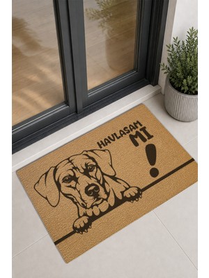 Reflexa Kapı Önü Halı Paspas "havlasam Mı?" Yazılı Köpek Desenli 60 x 40