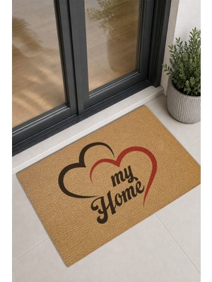 Reflexa Kapı Önü Halı Paspas "my Home" Yazılı Kırmızı Siyah Kalpli 60 x 40
