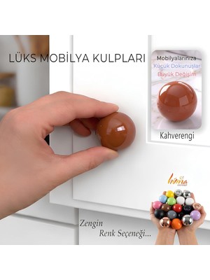 Sert Plastik Düğme Yuvarlak Top Kahverengi Dolap Mobilya Mutfak Dolabı Çekmece Kulbu Kulpu Kulplar