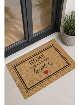 Reflexa Kapı Önü Halı Paspas "home Is Where The Heart Is" Yazılı Kalpli 60 x 40