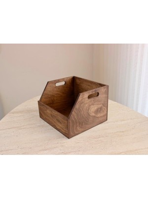 Büyük Boy Organizer Ahşap Sandık 12" Lp Plak Için Uygun Boyut (Koyu Ceviz)