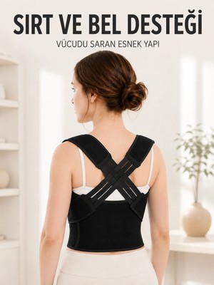 AyrStore Dik Duruş Korsesi Ayarlanabilir Lastikli Sırt ve Bel Destekli Postür Korsesi