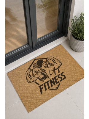 Reflexa Kapı Önü Halı Paspas "fitness" Yazılı Sporcu Kadın ve Erkek Desenli 60 x 40