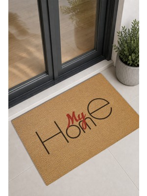 Reflexa Kapı Önü Halı Paspas "my Home" Yazılı Kırmızı Detaylı 60 x 40